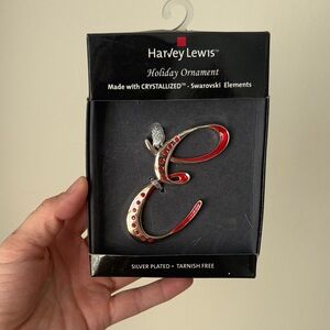 Silver and Red Ornament with Swarovski Elements